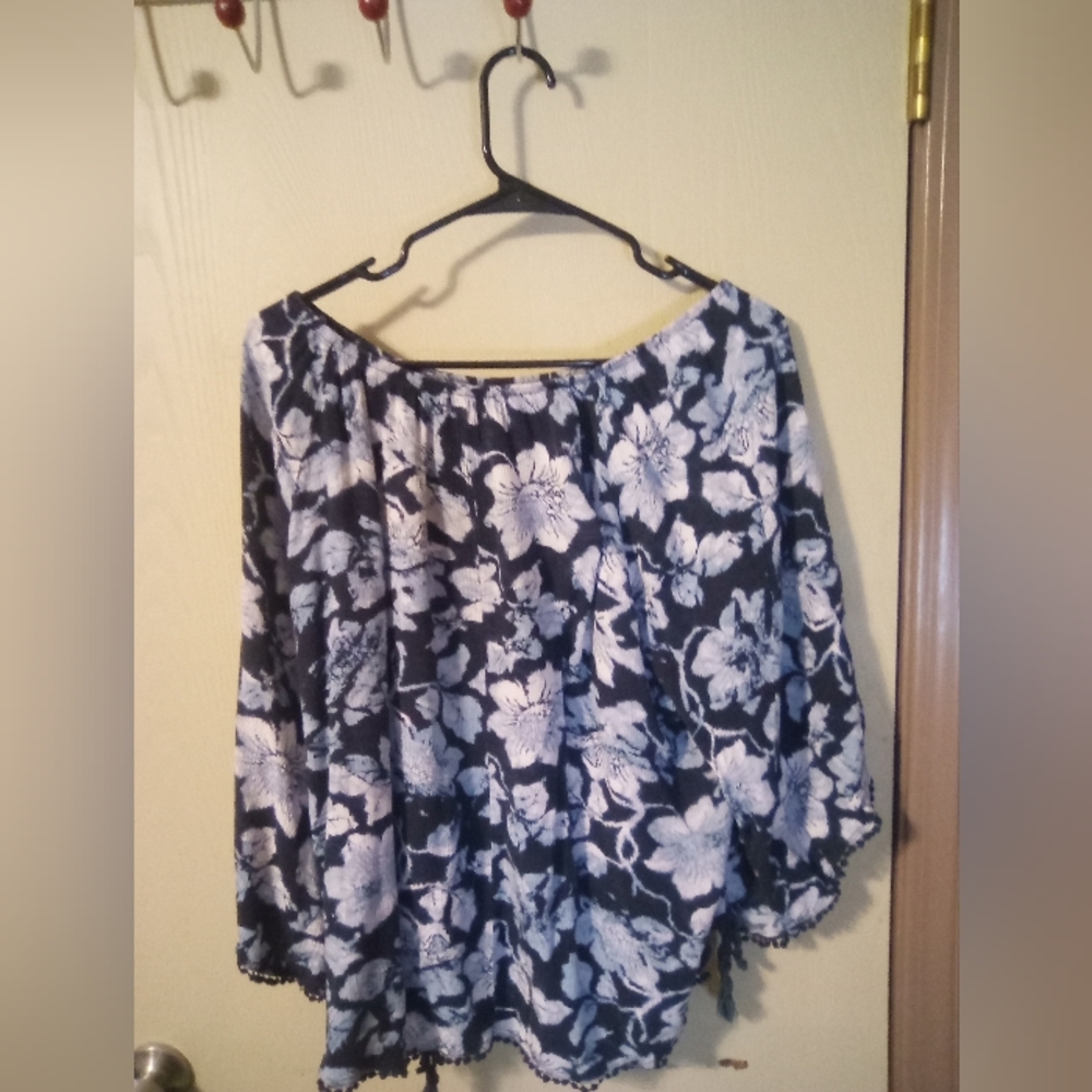 Blue floral blouse